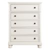 Casual White Finish 1pc Chest of Drawers Antique Bronze Tone Knobs Bun Feet Bedroom Furniture