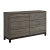 Contemporary Styling 1pc Dresser of 6x Drawers with Antique Bar Pulls Two-Tone Finish Wooden Bedroom Furniture