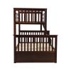 Twin Over Full Bunk Bed with Storage Drawers, Wooden Bunk Bed with Ladder and Safety Guard Rails ‚ÄìEspresso