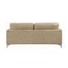 Sand-Hued Polished Microfiber Upholstery Elegant Modern Style Sofa 1pc Solid Wood Living Room Furniture Silver Finish Metal Legs