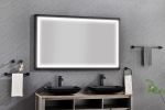 (ONLY FOR PICKUP)  60in. W x 36in. H Oversized Rectangular Black Framed LED Mirror Anti-Fog Dimmable Wall Mount Bathroom Vanity Mirror Wall Mirror Kit