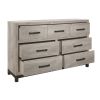 Attractive Gray Finish 1pc Dresser of 7x Drawers Metal Bar Hardware Premium Melamine Board Wooden Bedroom Furniture