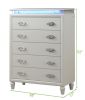 Perla 5 Drawer LED Chest Made with Wood in Milky White