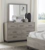 Attractive Gray Finish 1pc Dresser of 7x Drawers Metal Bar Hardware Premium Melamine Board Wooden Bedroom Furniture