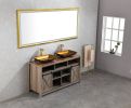 (ONLY FOR PICKUP) 88 in. W x 38 in. H Oversized Rectangular Gold Framed LED Mirror Anti-Fog Dimmable Wall Mount Bathroom Vanity Mirror HD Wall Mirror