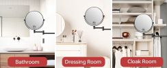 8-inch Wall Mounted Makeup Vanity Mirror, Height Adjustable, 1X / 10X Magnification Mirror, 360¬∞ Swivel with Extension Arm