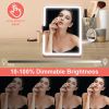 Folding Travel Makeup Mirror With 10X Magnifying Mirror 3 Color LED Lights Dimmable Brightness Rechargeable Battery Tabletop Portable Cosmetic Mirror