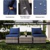 Patio Furniture Set,3 Pieces Outdoor Rattan Wicker Conversation Set with Washable Cushions and Glass Coffee Table,Patio Sofa Set for Garden Poolside B