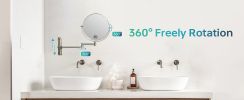 8-inch Wall Mounted Makeup Vanity Mirror, Height Adjustable, 1X / 10X Magnification Mirror, 360¬∞ Swivel with Extension Arm