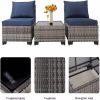 Patio Furniture Set,3 Pieces Outdoor Rattan Wicker Conversation Set with Washable Cushions and Glass Coffee Table,Patio Sofa Set for Garden Poolside B