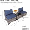 Patio Furniture Set,3 Pieces Outdoor Rattan Wicker Conversation Set with Washable Cushions and Glass Coffee Table,Patio Sofa Set for Garden Poolside B