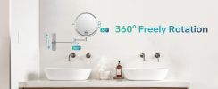 8-inch Wall Mounted Makeup Vanity Mirror, Height Adjustable, 1X / 10X Magnification Mirror, 360¬∞ Swivel with Extension Arm