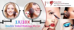 8-inch Wall Mounted Makeup Vanity Mirror, Height Adjustable, 1X / 10X Magnification Mirror, 360¬∞ Swivel with Extension Arm